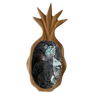 Teak plate with shell inlay